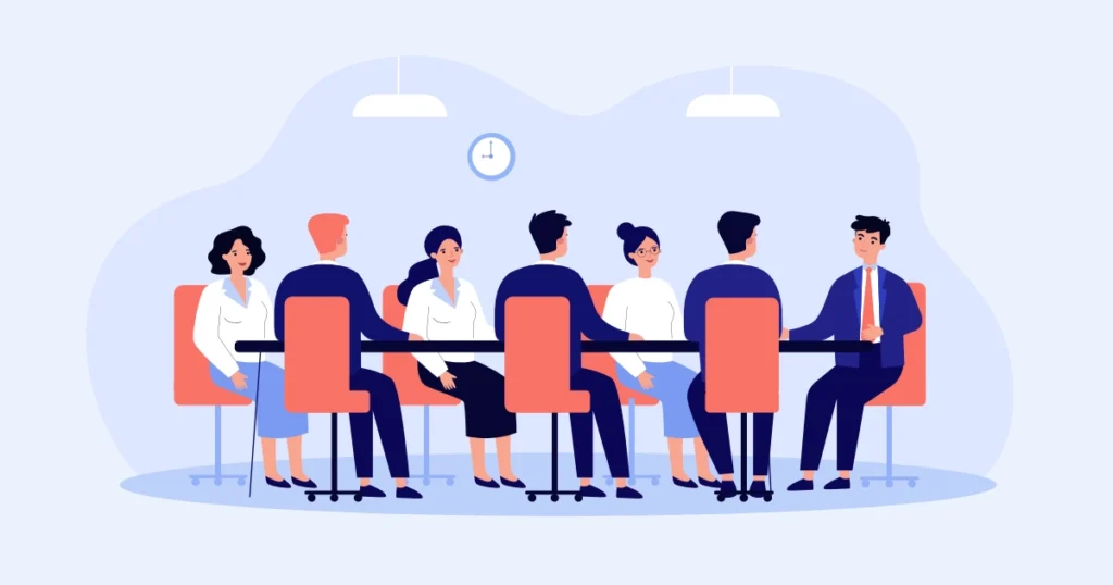 board room meeting, vector illustration